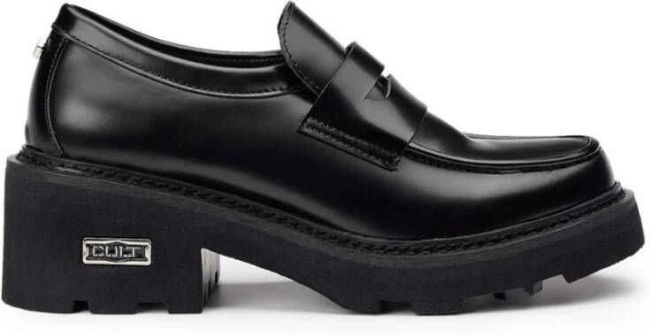 Cult Zwarte Leren Loafers met Metalen Logo Black Dames