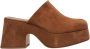 Curiosite Bruine Suède Blokhak Pumps Brown Dames - Thumbnail 1