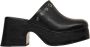 Curiosite Zwarte leren sabots Elegante blokhak Black Dames - Thumbnail 1
