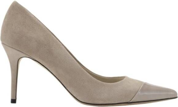Custommade Stijlvolle Suède Pumps met Puntige Neus Beige Dames