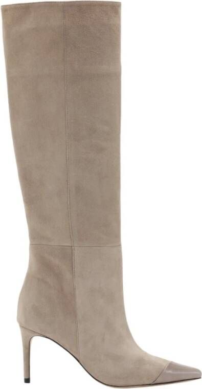 Custommade Klassieke Suède Hoge Laars met Puntige Neus Beige Dames