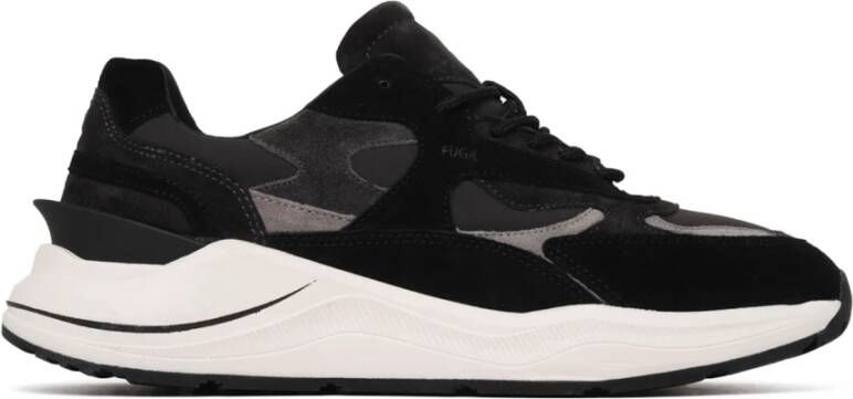 D.a.t.e. Zwarte Leren en Nylon Sneaker Fuga Natural Black Dames