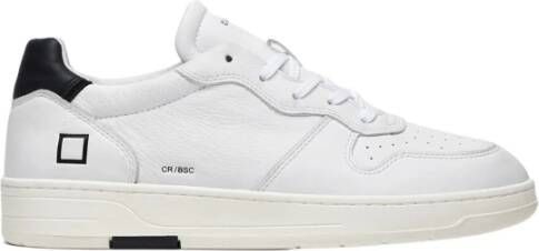 D.a.t.e. Witte Leren Sneakers met Gedurfde Zwarte Inzet White Heren