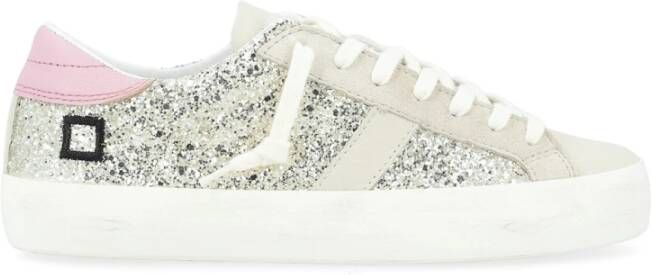 D.a.t.e. Beige en Platinum Glitter Low-Top Sneaker