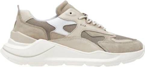 D.a.t.e. Beige Technische Stoffen Sneakers met Suede Inzetstukken Beige Heren