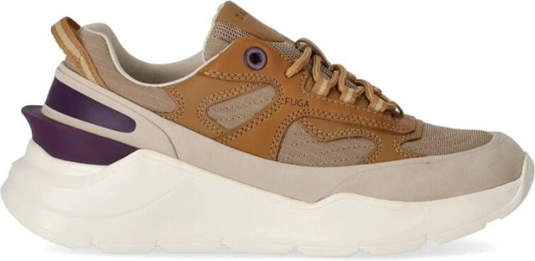 D.a.t.e. Beige Fuga Method Sneaker met Paarse Details Beige Dames