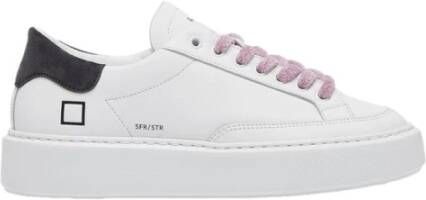 D.a.t.e. Beige leren sneaker met zijlogo