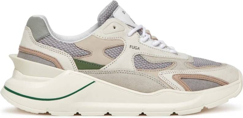 D.a.t.e. Beige Sneakers met Groene Leren Details Beige Heren