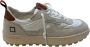 D.a.t.e. Beige Suède en Wit Nylon Sneakers White Heren - Thumbnail 1