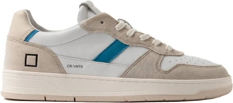 D.a.t.e. Beige Suède Sneakers met Blauwe Details