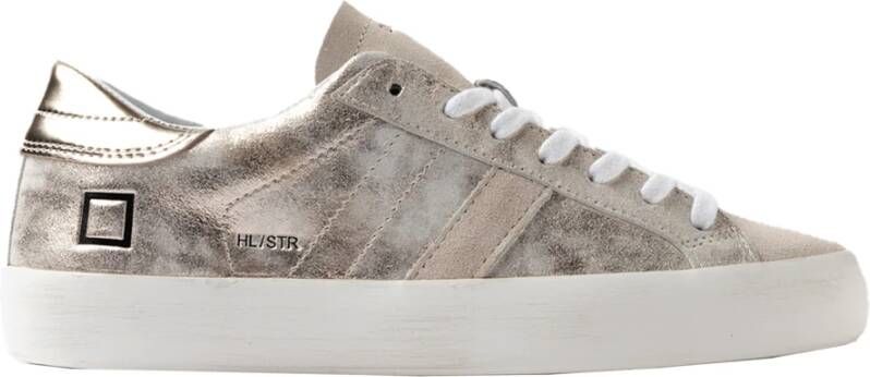 D.a.t.e. Beige Suède Sneakers met Platina Detail