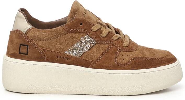 D.a.t.e. Bruine Leren Sneakers Court Platform