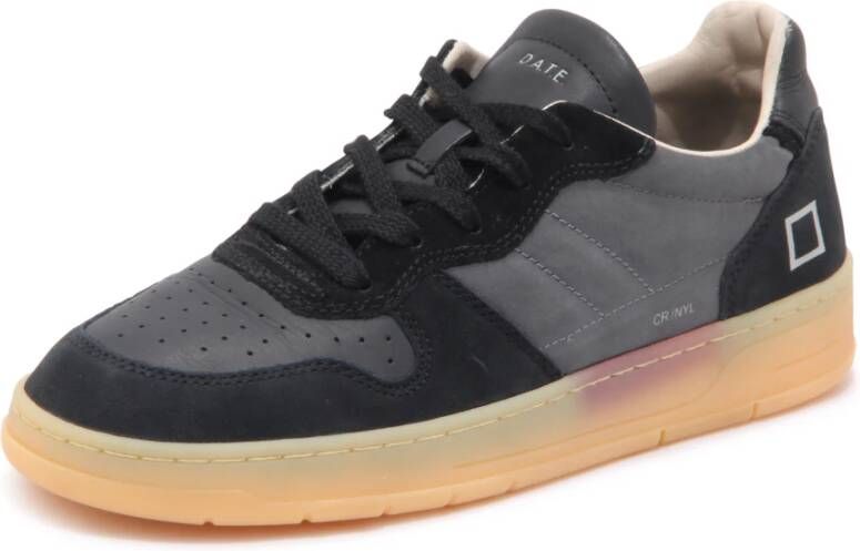 D.a.t.e. Zwarte Leren Sneakers met Logodetail Black Heren
