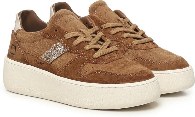 D.a.t.e. Bruine Leren Sneakers Court Platform