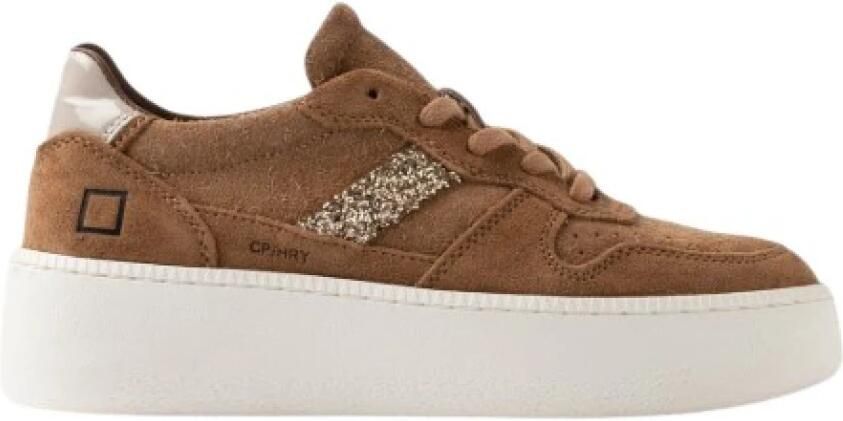 D.a.t.e. Bruine Leren Sneakers Court Platform