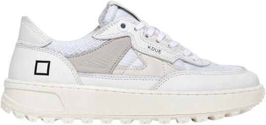 D.a.t.e. Witte leren sneakers met grijze details