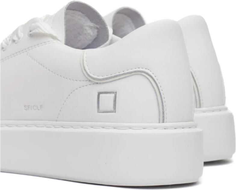 D.a.t.e. Witte Calf Sneaker met Zilveren Details