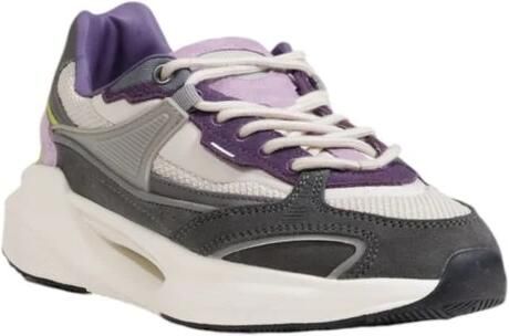 D.a.t.e. Mesh Kalfsleer Sneakers Grijs Lila Wit Multicolor Dames