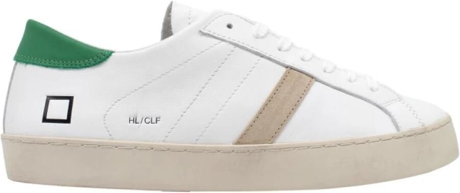 D.A.T.E. White Green Hill Calf Sneakers