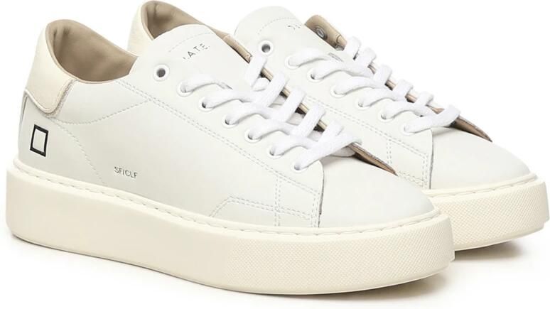 D.a.t.e. Witte Leren Sneakers met Vierkant Logo