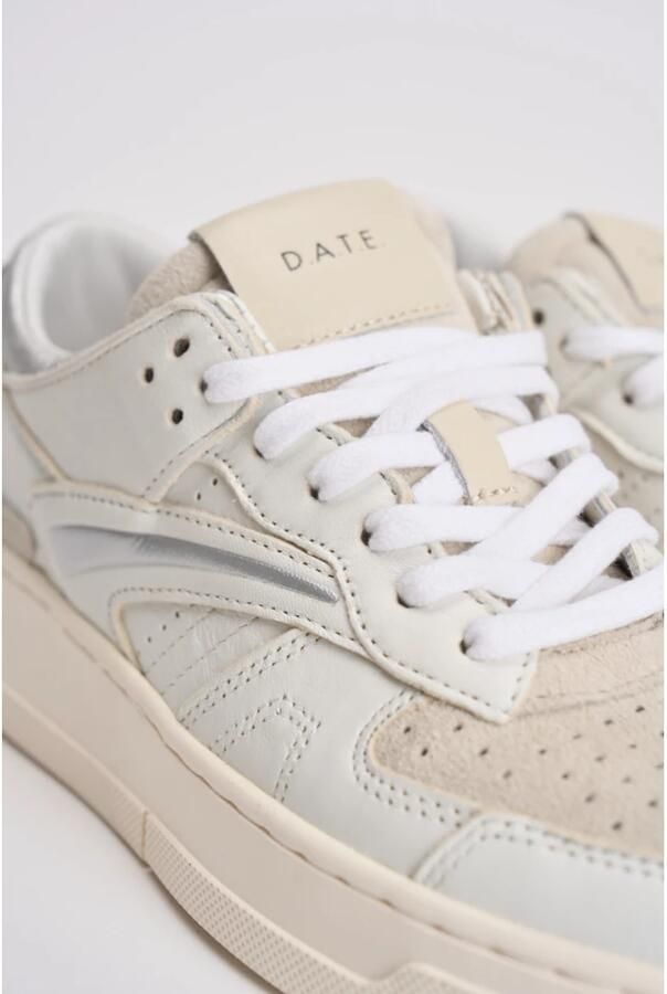 D.a.t.e. Witte Sneakers met Beige Accents
