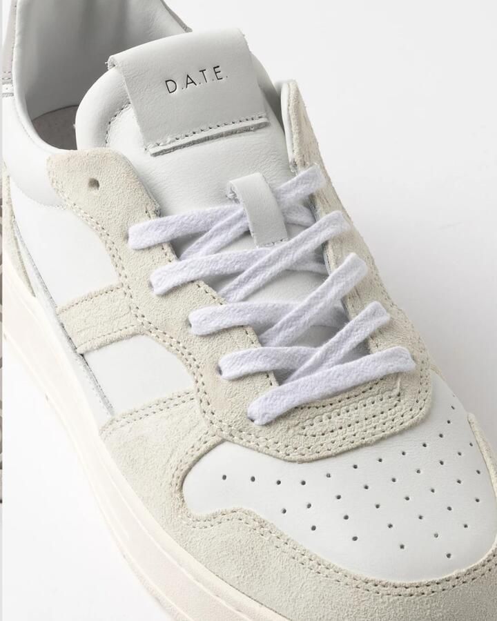 D.a.t.e. Witte Leren en Suède Lage Sneakers White Heren