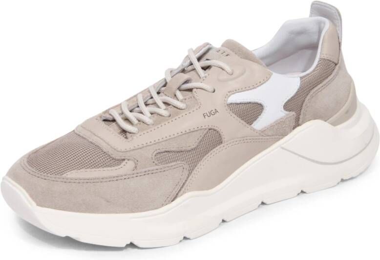D.a.t.e. Beige Technische Stoffen Sneakers met Suede Inzetstukken Beige Heren