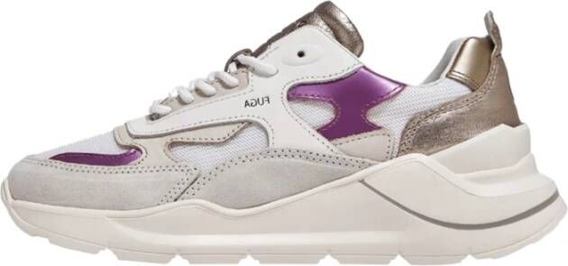 D.a.t.e. Fuchsia Leren Sneakers met Ivory Details Wit Dames