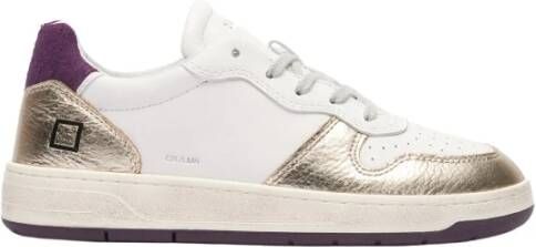 D.a.t.e. Witte en platina sneakers met paars suède White Dames