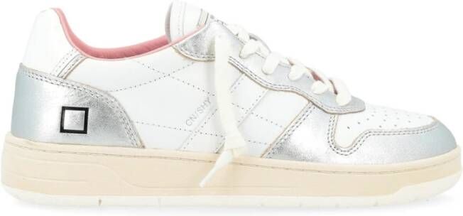 D.a.t.e. Glanzende Wit-Zilveren Court Sneakers