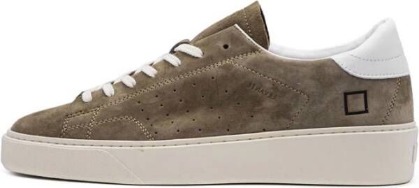 D.a.t.e. Groene Nubuck Sneakers met Wit Leren Inzetstuk Groen Heren