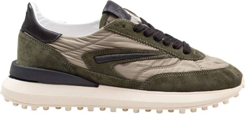 D.a.t.e. Groene Nylon en Suède Hardloopsneakers