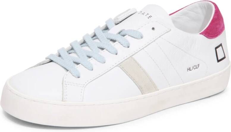 D.a.t.e. Hill Low Calf White-Fuxia Sneakers