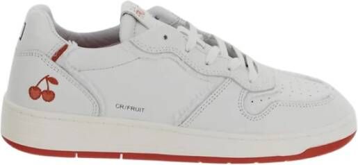D.a.t.e. Kersen Leren Sneakers Ronde Neus White Dames