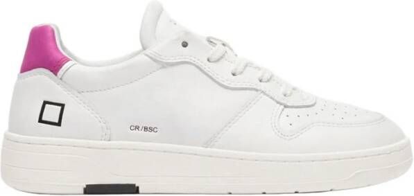 D.a.t.e. Leren Sneakers met Fuchsia Accenten White Dames