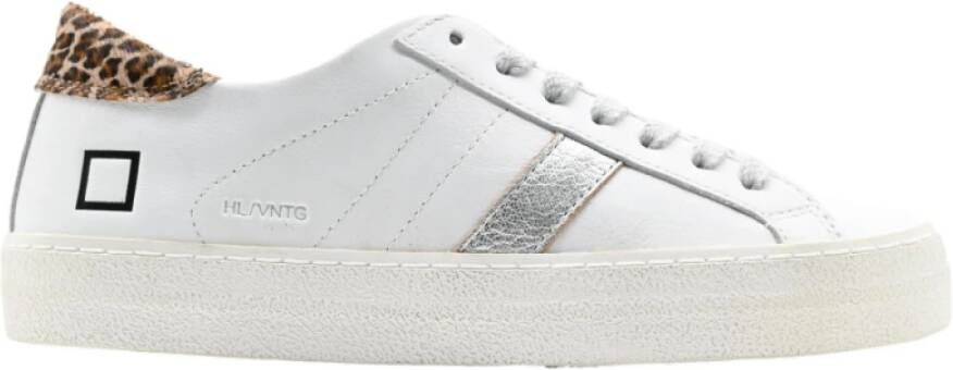 D.a.t.e. Lage Vintage Kalf Wit Luipaard Sneakers