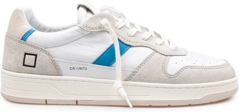 D.a.t.e. Beige Suède Sneakers met Blauwe Details