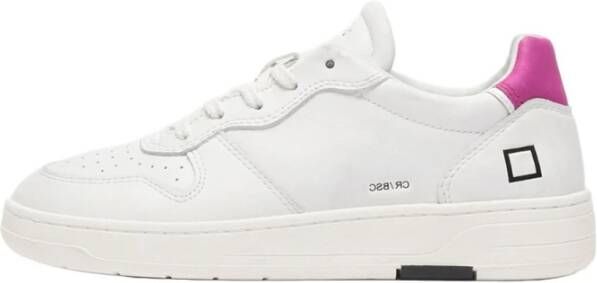 D.a.t.e. Leren Sneakers met Fuchsia Accenten White Dames