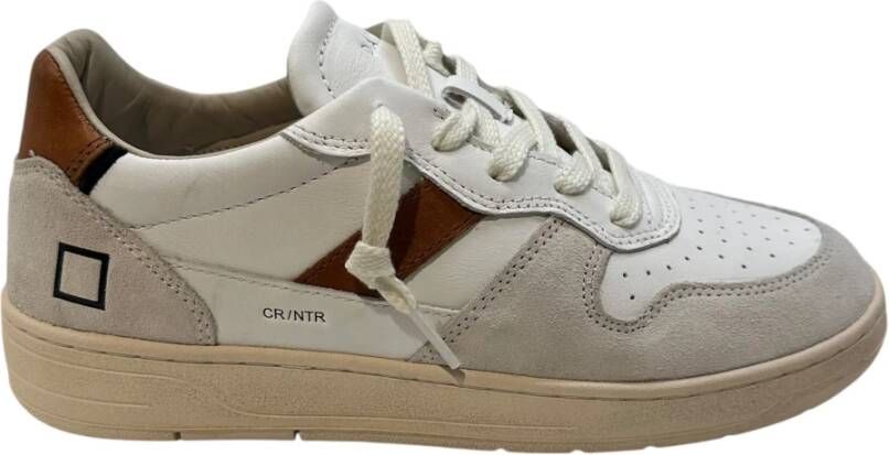 D.a.t.e. Leren Sneakers met Zijlogo Band White Heren