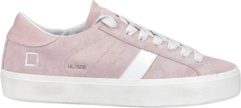 D.a.t.e. Roze Leren Sneakers met Witte Details