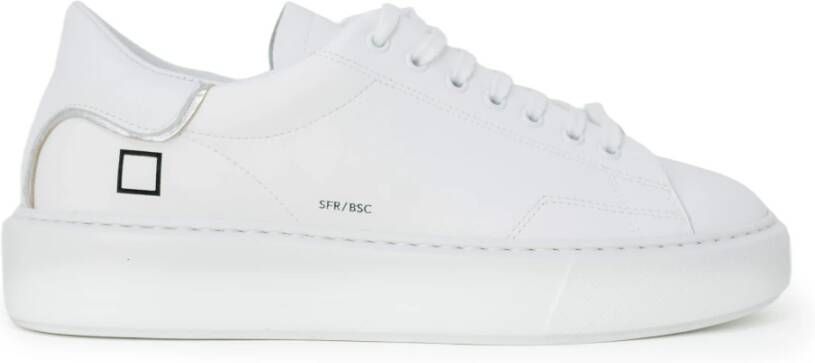 D.a.t.e. Witte Leren Sneakers met Zilveren Hiel Inzetstuk White Dames