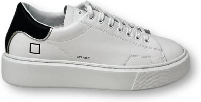 D.a.t.e. Witte Leren Sneakers met Zwarte Hieleninzet White Dames