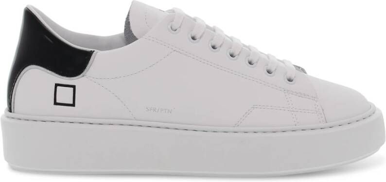 D.a.t.e. Witte Leren Sneakers met Zwarte Hieleninzet White Dames