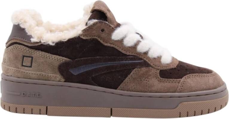 D.A.T.E Lage Sneakers Dames Torneo Pure Textiel Bruin