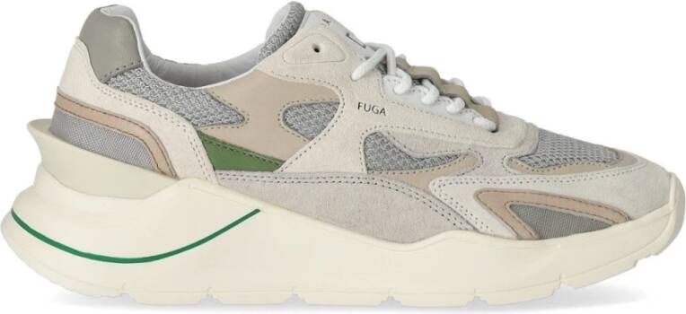 D.a.t.e. Beige Sneakers met Groene Leren Details Beige Heren