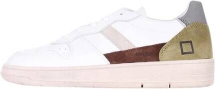 D.a.t.e. Witte Lage Sneakers van Leer met Groene Details White Heren