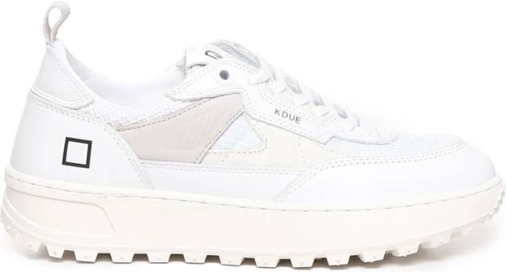 D.a.t.e. Witte Leren Sneakers met Grijze Details White Dames