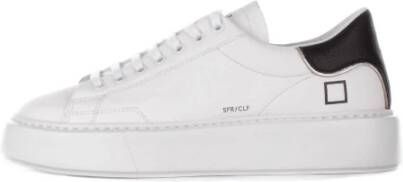 D.a.t.e. Witte leren sneakers met contrasterende kleur op de hiel White Dames