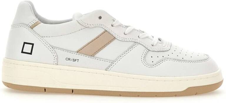 D.a.t.e. Witte Sneakers met Vetersluiting en Leren Details White Dames