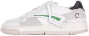 D.a.t.e. Witte Leren Sneakers met Groene Details White Heren